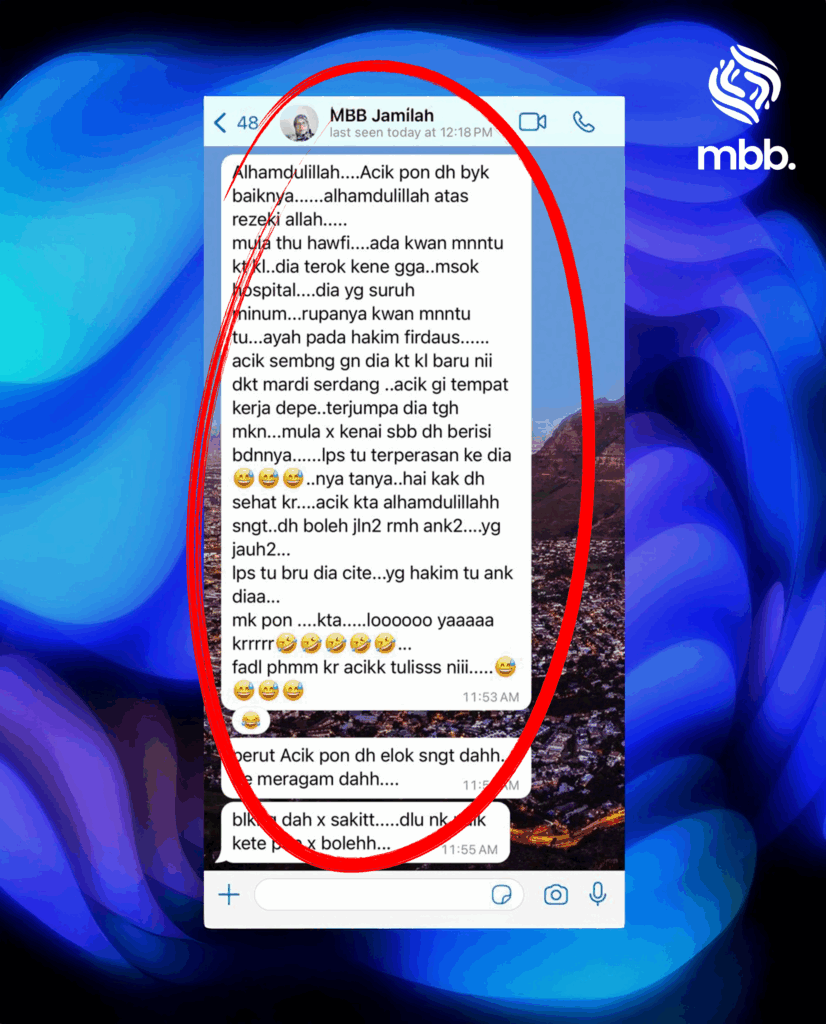 Testimoni MBB #1: Pn Jamilah, Sakit belakang